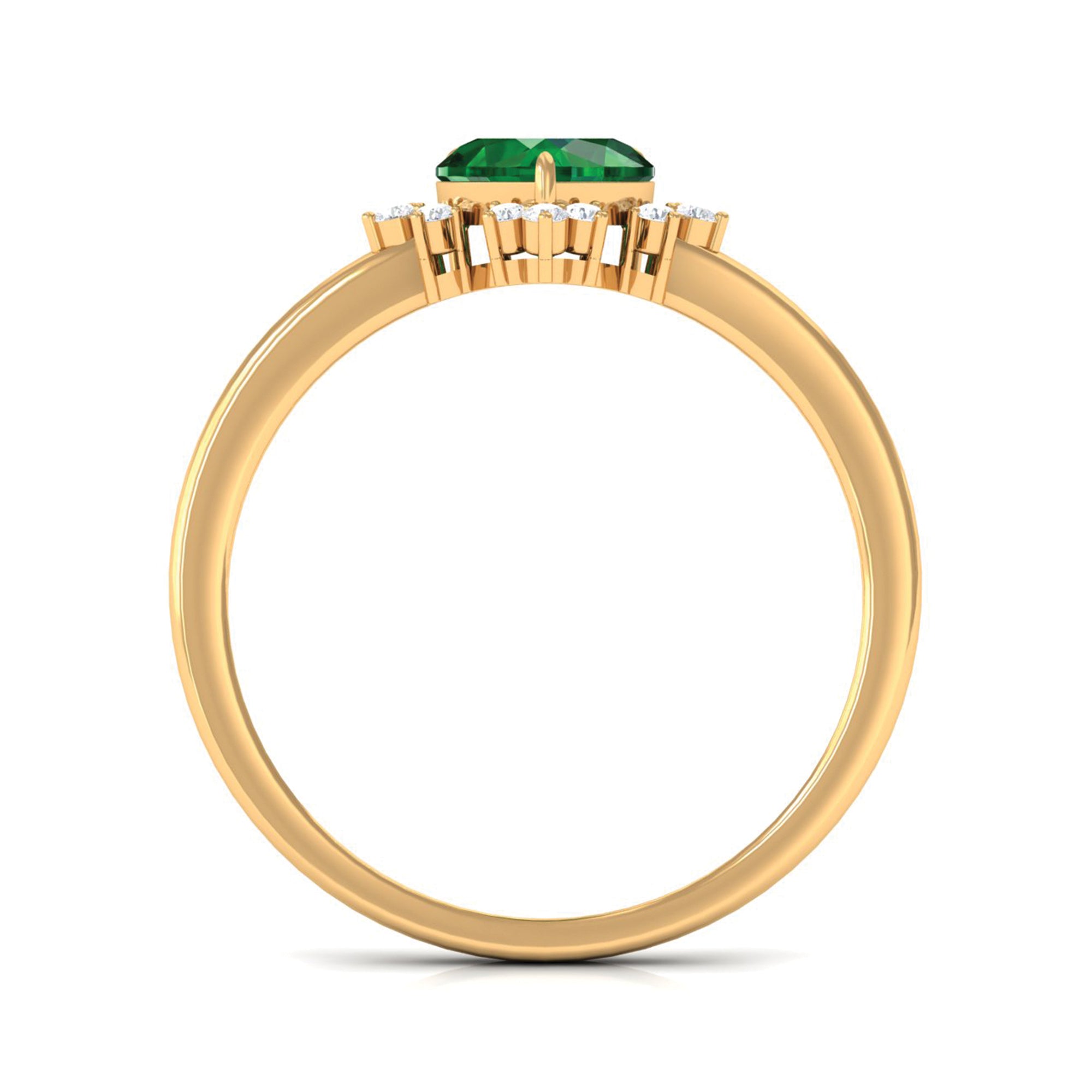 Heart Shape Created Emerald Designer Engagement Ring with Diamond Lab Created Emerald - ( AAAA ) - Quality - Rosec Jewels