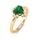 Heart Shape Created Emerald Designer Engagement Ring with Diamond Lab Created Emerald - ( AAAA ) - Quality - Rosec Jewels