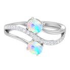 3/4 CT Two Stone Ethiopian Opal and Diamond Engagement Ring Ethiopian Opal - ( AAA ) - Quality - Rosec Jewels