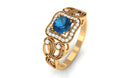 Vintage London Blue Topaz and Diamond Milgrain Engagement Ring London Blue Topaz - ( AAA ) - Quality - Rosec Jewels