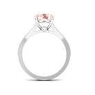 3 CT Round Shape Morganite and Diamond Side Stone Engagement Ring Morganite - ( AAA ) - Quality - Rosec Jewels