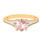 3 CT Round Shape Morganite and Diamond Side Stone Engagement Ring Morganite - ( AAA ) - Quality - Rosec Jewels