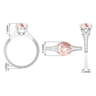 3 CT Round Shape Morganite and Diamond Side Stone Engagement Ring Morganite - ( AAA ) - Quality - Rosec Jewels