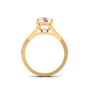 3 CT Round Shape Morganite and Diamond Side Stone Engagement Ring Morganite - ( AAA ) - Quality - Rosec Jewels