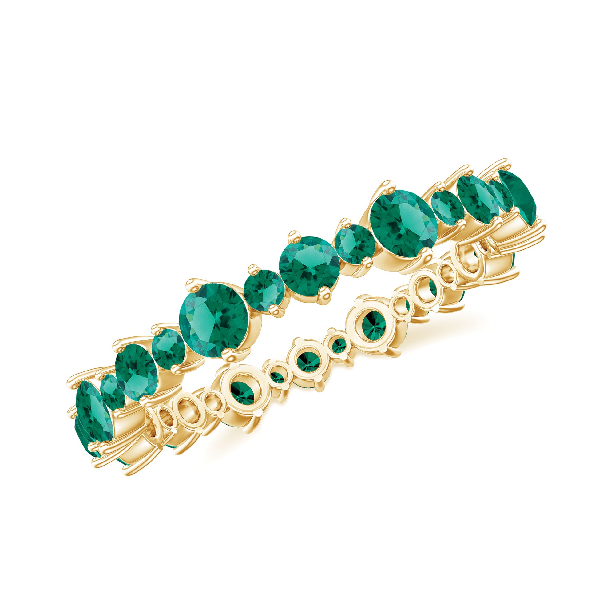 Lab Grown Emerald Round Eternity Band Ring Lab Created Emerald - ( AAAA ) - Quality - Rosec Jewels