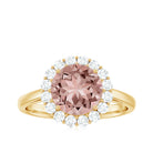 2.50 CT Round Shape Morganite and Diamond Engagement Ring Morganite - ( AAA ) - Quality - Rosec Jewels