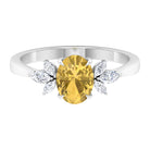 Claw Set Oval Citrine Solitaire Ring with Marquise Diamond Trio Citrine - ( AAA ) - Quality - Rosec Jewels