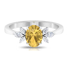 Claw Set Oval Citrine Solitaire Ring with Marquise Diamond Trio Citrine - ( AAA ) - Quality - Rosec Jewels