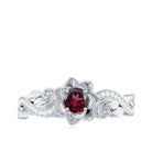 Flower Inspired Rhodolite and Diamond Engagement Ring Rhodolite - ( AAA ) - Quality - Rosec Jewels