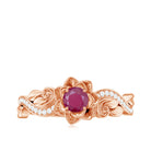 Flower Inspired Ruby and Diamond Engagement Ring Ruby - ( AAA ) - Quality - Rosec Jewels