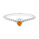 Heart Shape Citrine and Diamond Dainty Promise Ring with Beaded Detailing Citrine - ( AAA ) - Quality - Rosec Jewels