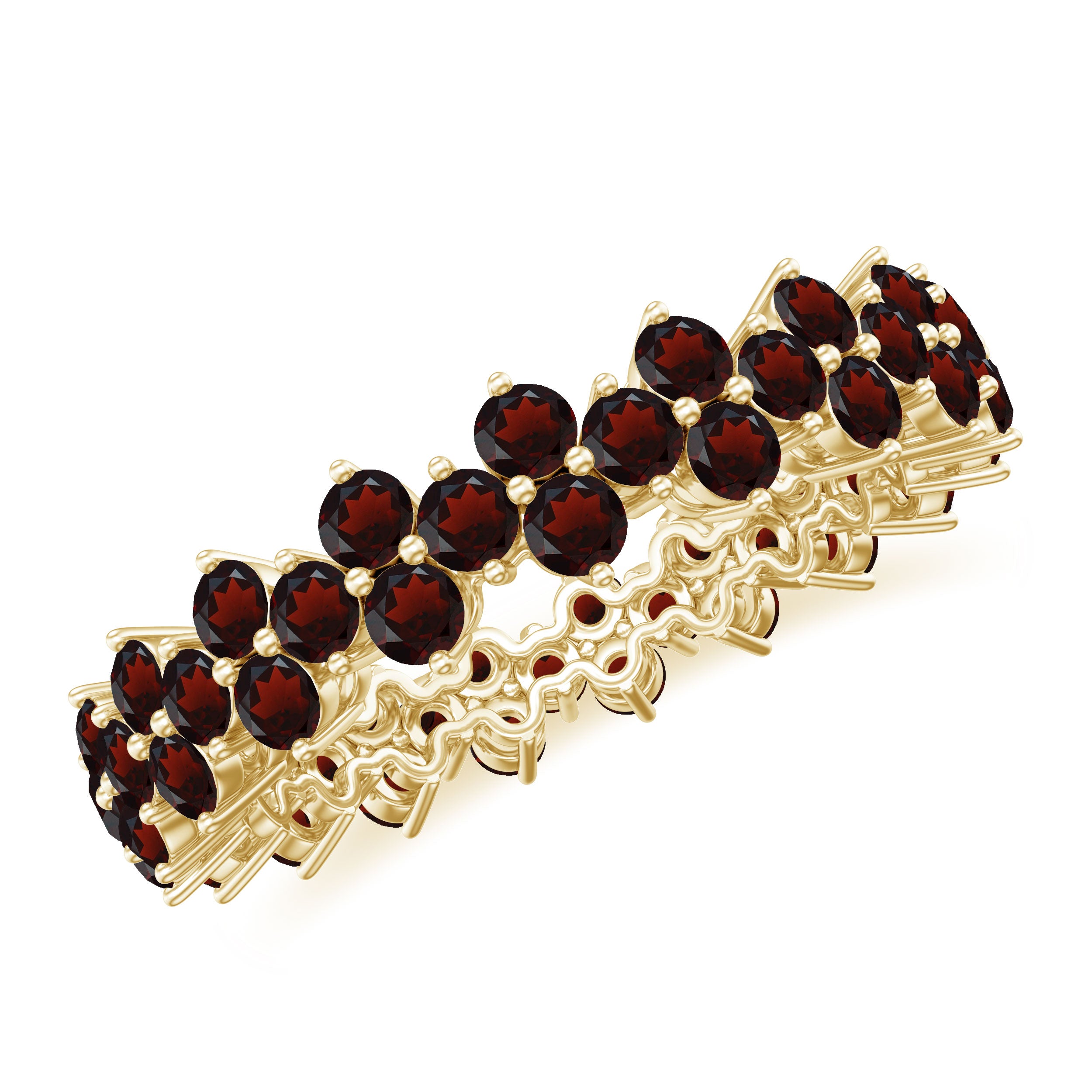 3 CT Garnet Floral Full Eternity Ring in Gold Garnet - ( AAA ) - Quality - Rosec Jewels