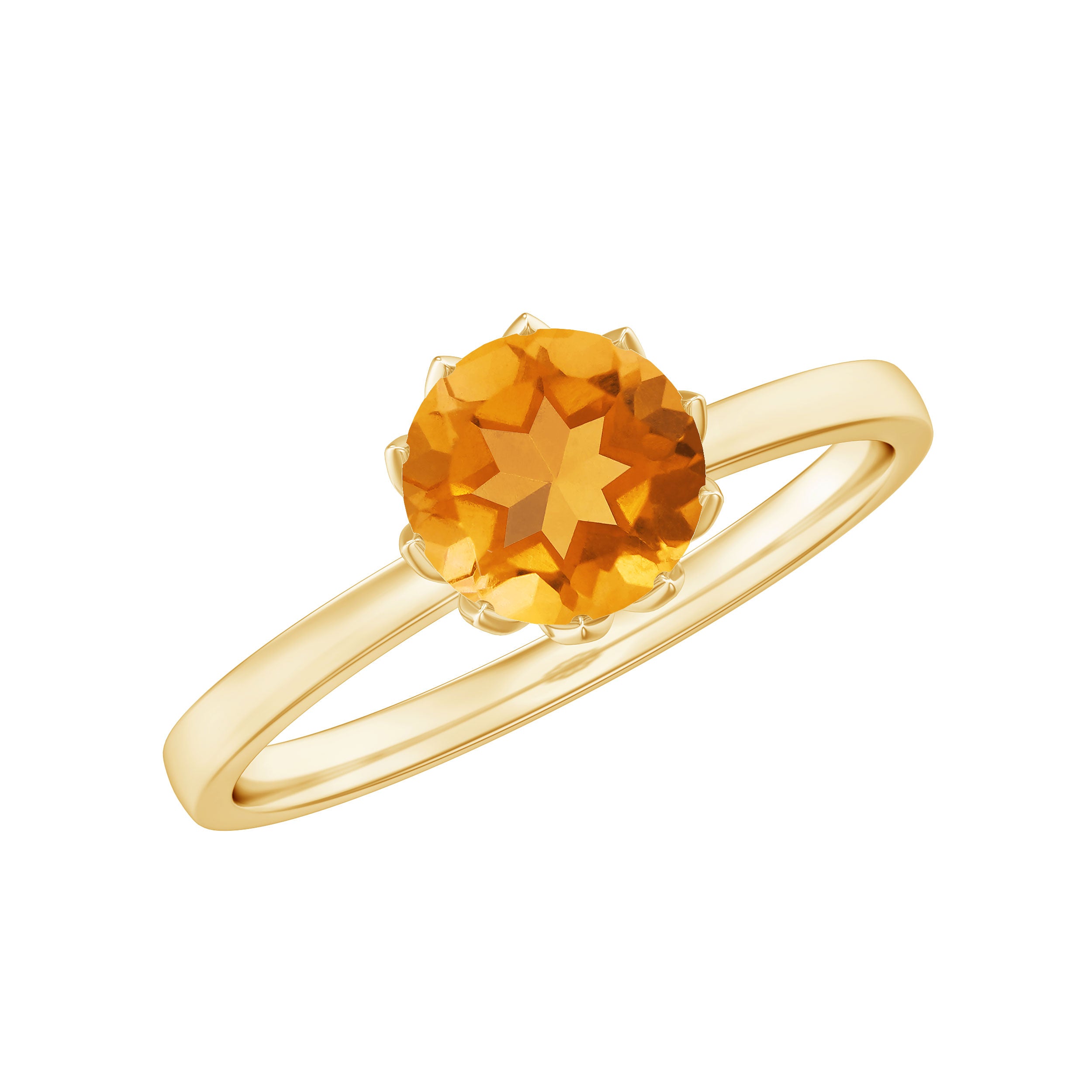 1.25 CT Real Citrine Solitaire Ring in Lotus Basket Setting Citrine - ( AAA ) - Quality - Rosec Jewels