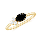 Oval Cut Created Black Diamond Minimal Ring with Diamond Trio Lab Created Black Diamond - ( AAAA ) - Quality - Rosec Jewels