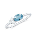 1/2 CT Oval Cut Aquamarine Promise Ring with Diamond Trio Aquamarine - ( AAA ) - Quality - Rosec Jewels