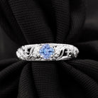 Round Tanzanite Vintage Inspired Engagement Ring with Diamond Tanzanite - ( AAA ) - Quality - Rosec Jewels