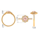 Round Morganite and Diamond Flower Engagement Ring Morganite - ( AAA ) - Quality - Rosec Jewels