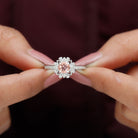 Round Morganite and Diamond Flower Engagement Ring Morganite - ( AAA ) - Quality - Rosec Jewels