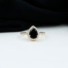 Created Black Diamond and Diamond Halo Engagement Ring Lab Created Black Diamond - ( AAAA ) - Quality - Rosec Jewels