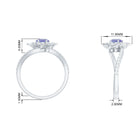 Real Tanzanite and Diamond Flower Ring in Bypass Shank Tanzanite - ( AAA ) - Quality - Rosec Jewels