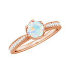 Real Ethiopian Opal Solitaire Engagement Ring with Diamond Ethiopian Opal - ( AAA ) - Quality - Rosec Jewels