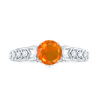 1 CT Solitaire Fire Opal and Diamond Art Deco Engagement Ring Fire Opal - ( AAA ) - Quality - Rosec Jewels