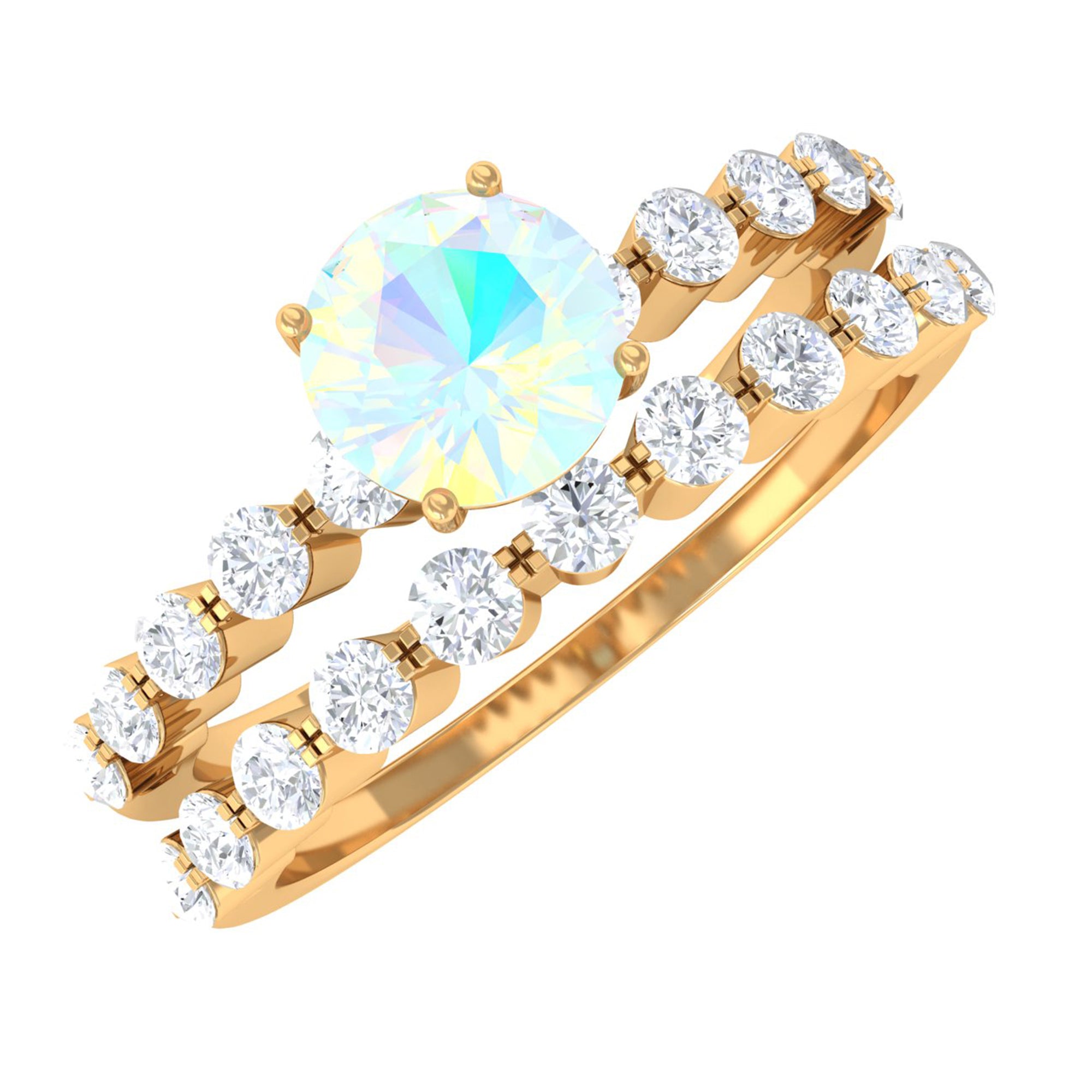 1.25 CT Simple Ethiopian Opal and Diamond Bridal Ring Set Ethiopian Opal - ( AAA ) - Quality - Rosec Jewels