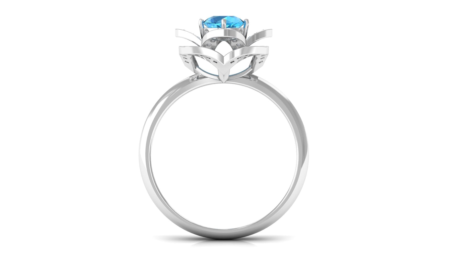 Swiss Blue Topaz and Diamond Floral Engagement Ring Swiss Blue Topaz - ( AAA ) - Quality - Rosec Jewels