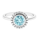 Bezel Set Aquamarine Solitaire Engagement Ring Aquamarine - ( AAA ) - Quality - Rosec Jewels