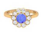 Bezel Set Tanzanite and Diamond Flower Halo Engagement Ring Tanzanite - ( AAA ) - Quality - Rosec Jewels