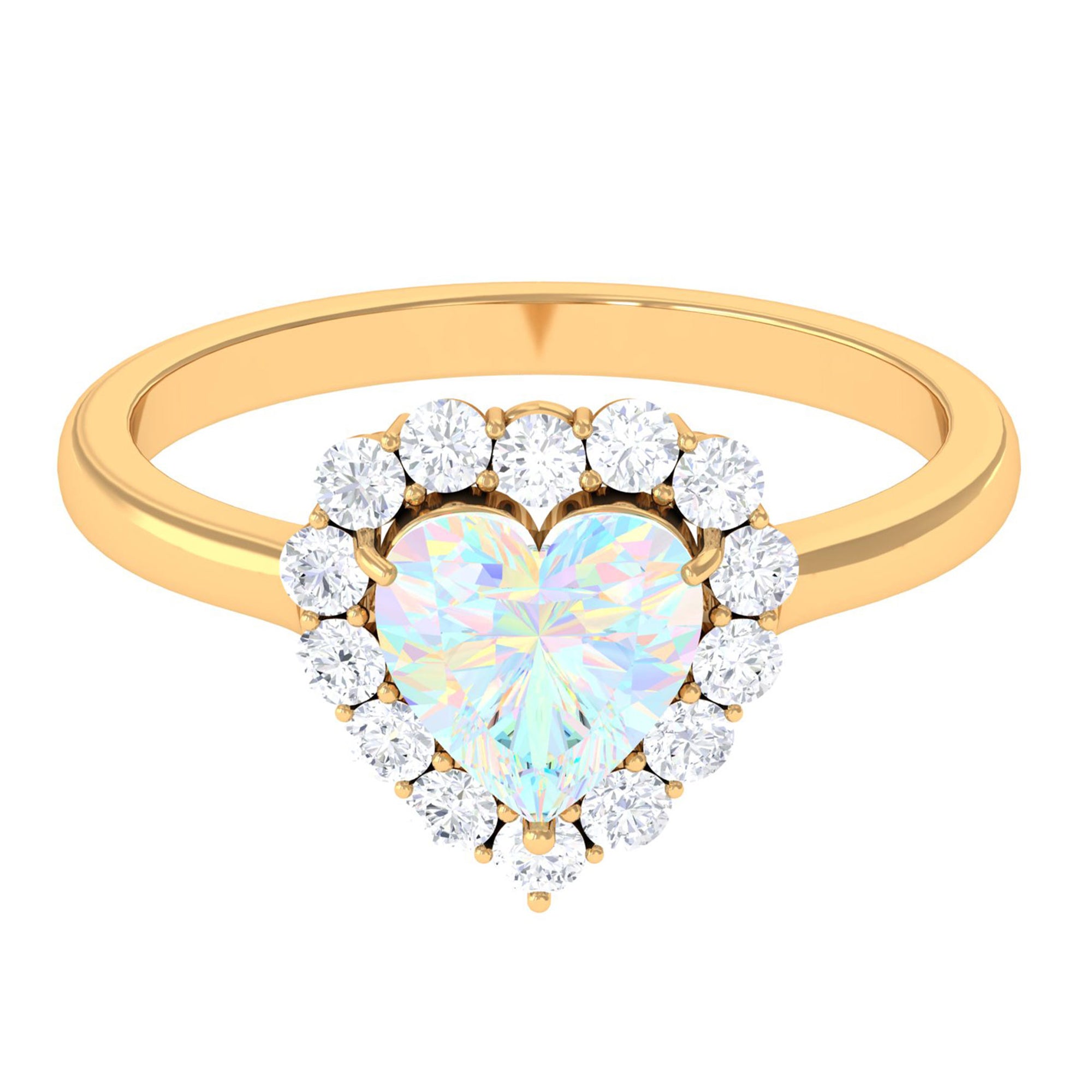 Heart Shape Ethiopian Opal Halo Engagement with Diamond Ethiopian Opal - ( AAA ) - Quality - Rosec Jewels