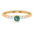 Round Green Sapphire and Diamond Graduated Promise Ring Green Sapphire - ( AAA ) - Quality - Rosec Jewels