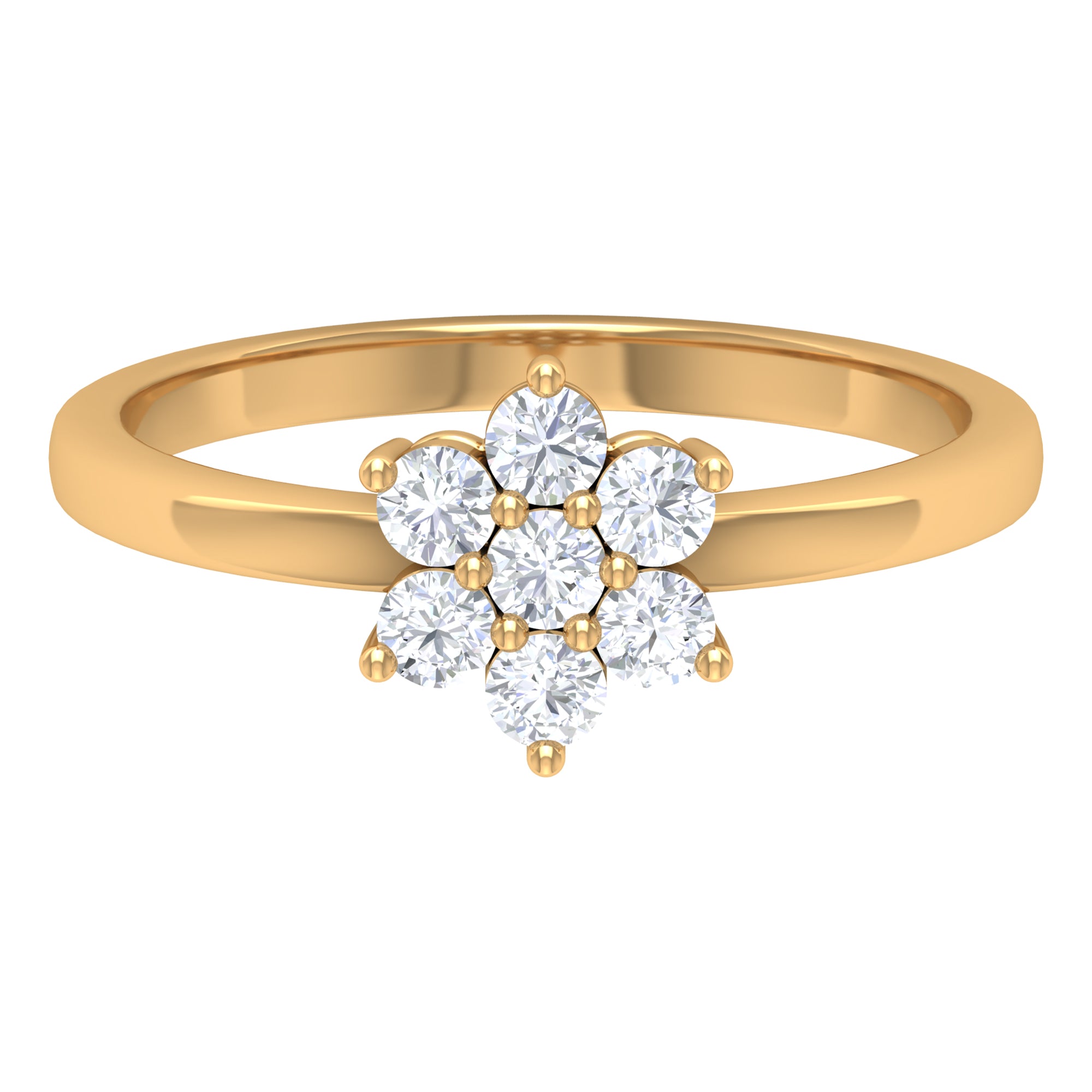 Simple Round Moissanite Flower Cluster Ring Moissanite - ( D-VS1 ) - Color and Clarity - Rosec Jewels