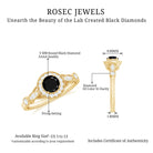 Created Black Diamond Antique Style Engagement Ring with Diamond Lab Created Black Diamond - ( AAAA ) - Quality - Rosec Jewels