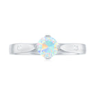 Natural Ethiopian Opal Solitaire Ring with Diamond Ethiopian Opal - ( AAA ) - Quality - Rosec Jewels