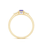 Octagon Cut Tanzanite Solitaire Ring with Diamond Trio Tanzanite - ( AAA ) - Quality - Rosec Jewels