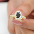 2 CT Black Onyx and Diamond Engagement Ring with Milgrain Details Black Onyx - ( AAA ) - Quality - Rosec Jewels