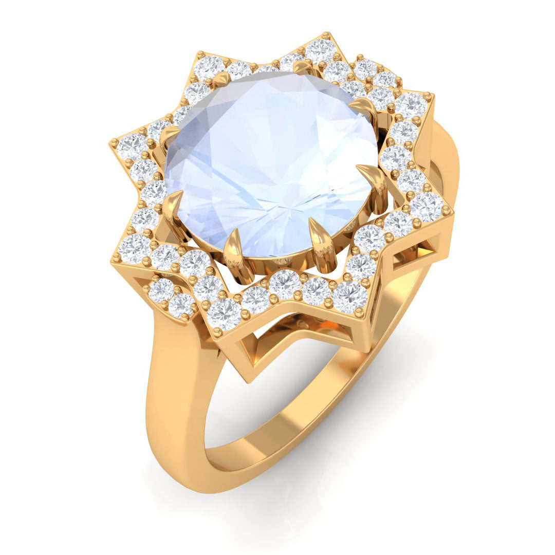 1.25 CT Moonstone Star Shape Engagement Ring with Diamond Moonstone - ( AAA ) - Quality - Rosec Jewels