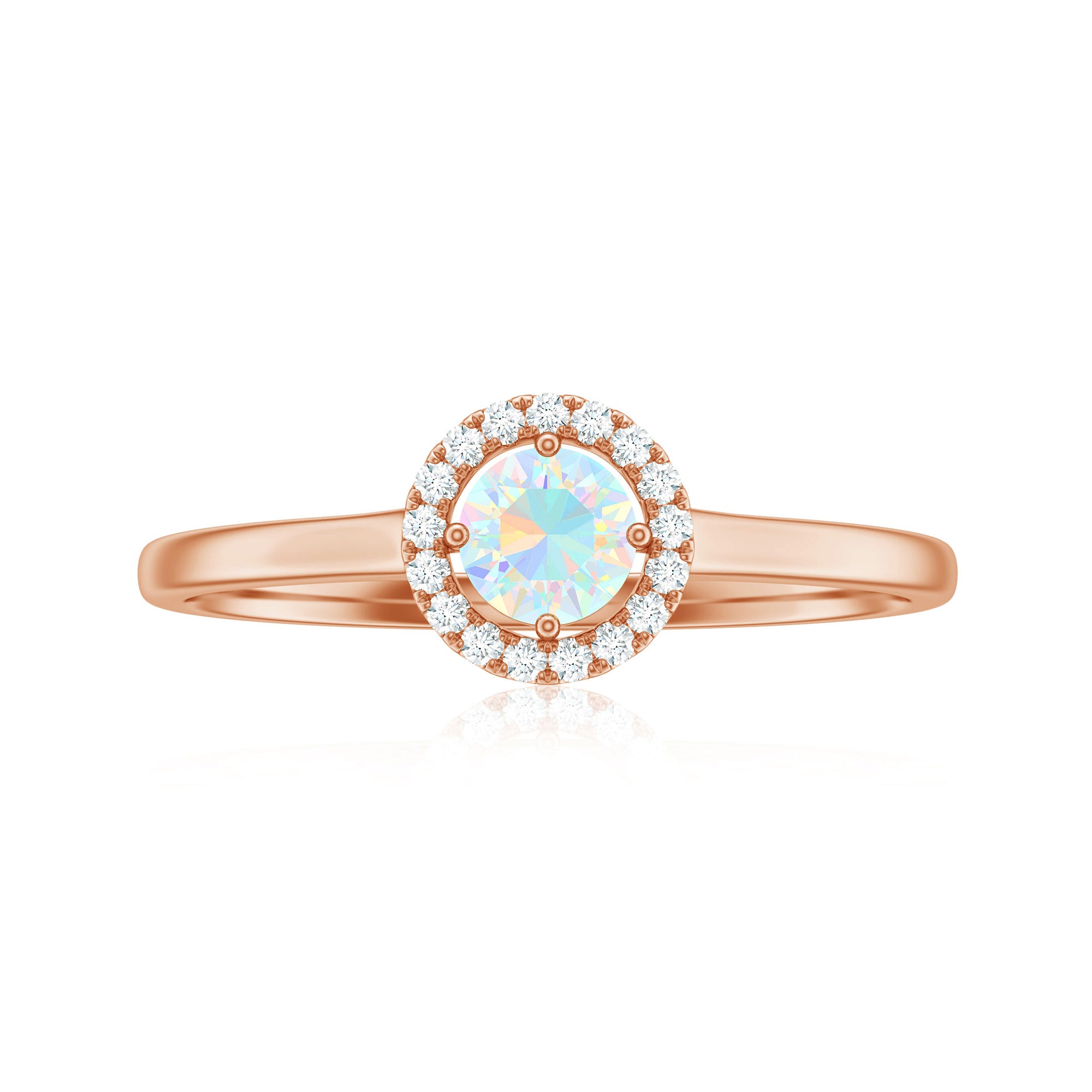 Ethiopian Opal Promise Ring with Diamond Halo Ethiopian Opal - ( AAA ) - Quality - Rosec Jewels