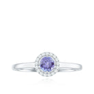 Natural Tanzanite Promise Ring with Diamond Halo Tanzanite - ( AAA ) - Quality - Rosec Jewels