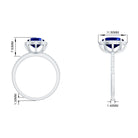 Oval Cut Created Blue Sapphire and Diamond Halo Engagement Ring Lab Created Blue Sapphire - ( AAAA ) - Quality - Rosec Jewels