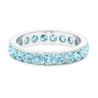 2 Carat Channel Set Aquamarine Eternity Band Ring Aquamarine - ( AAA ) - Quality - Rosec Jewels