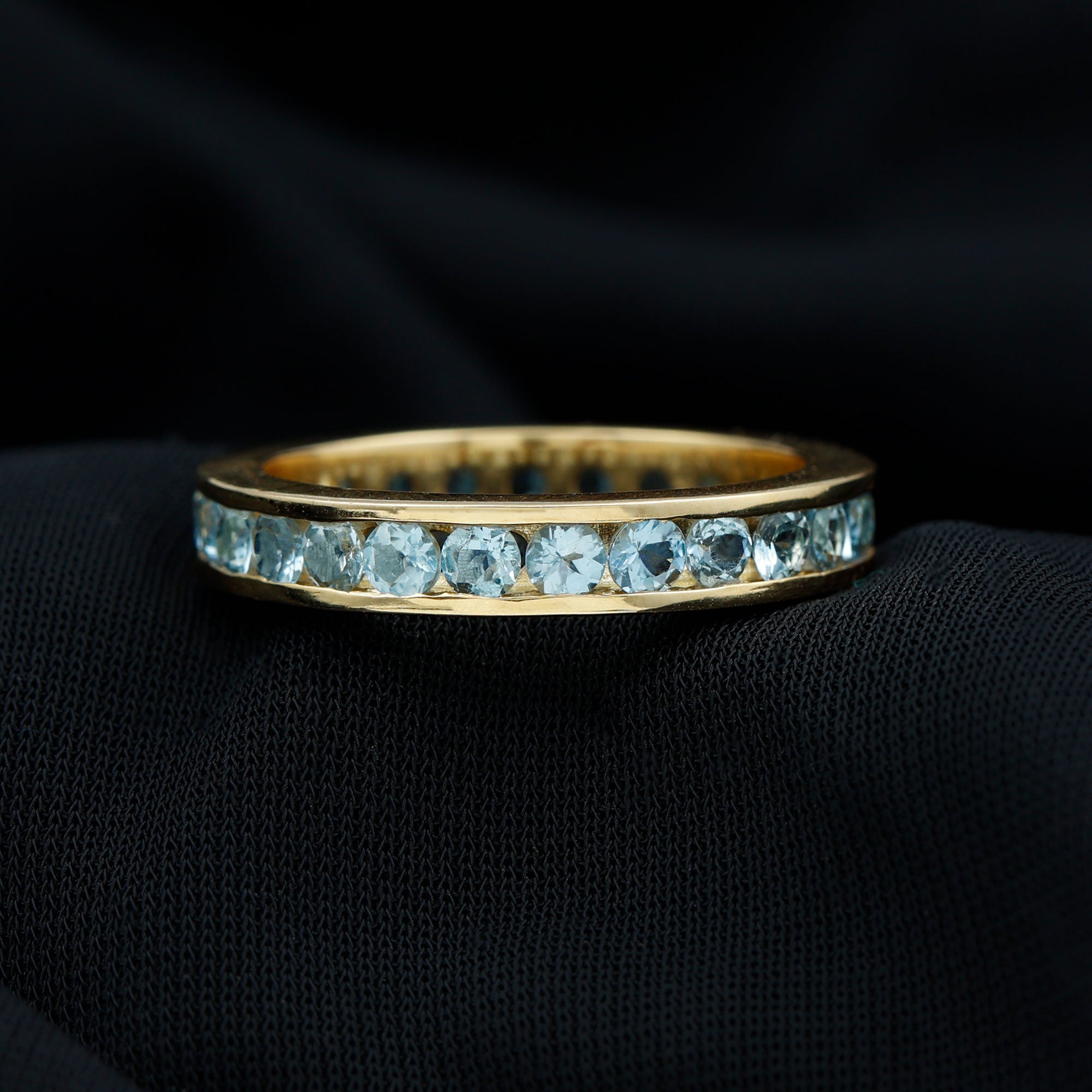 2 Carat Channel Set Aquamarine Eternity Band Ring Aquamarine - ( AAA ) - Quality - Rosec Jewels