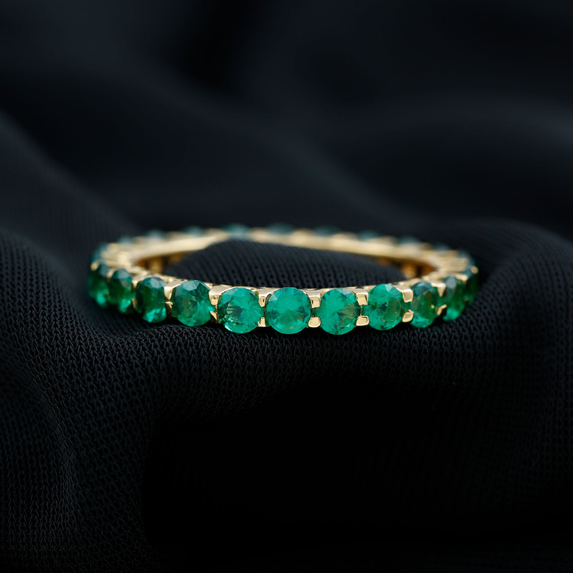 Lab Grown Emerald Simple Eternity Band Ring Lab Created Emerald - ( AAAA ) - Quality - Rosec Jewels