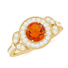 1.50 CT Vintage Inspired Fire Opal Engagement Ring with Diamond Fire Opal - ( AAA ) - Quality - Rosec Jewels