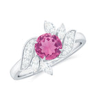 Pink Tourmaline Flower Engagement Ring with Moissanite Pink Tourmaline - ( AAA ) - Quality - Rosec Jewels