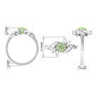 Green Sapphire Flower Engagement Ring with Diamond Green Sapphire - ( AAA ) - Quality - Rosec Jewels