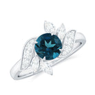 1.75 CT London Blue Topaz Flower Engagement Ring with Diamond London Blue Topaz - ( AAA ) - Quality - Rosec Jewels