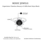 3 CT Round Black Onyx Statement Ring with Moissanite Floral Halo Black Onyx - ( AAA ) - Quality - Rosec Jewels