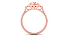 Round Morganite Statement Engagement Ring with Moissanite Floral Halo Morganite - ( AAA ) - Quality - Rosec Jewels